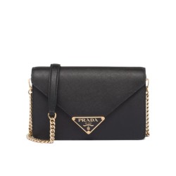 Borsa a tracolla in saffiano Prada Nera