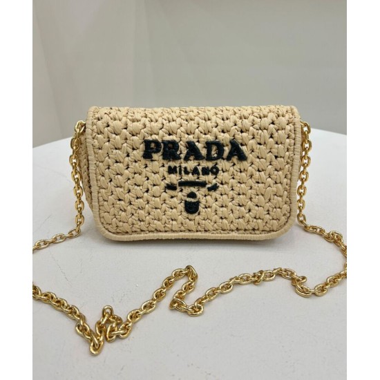Replica Borsa 1:1 a tracolla in rafia all'uncinetto Prada Albicocca Riproduzione Fedele Borsa Replica a tracolla in rafia all'uncinetto Prada Albicocca imitazioni