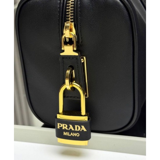 Replica fedele Imitazioni borse griffate media Prada Re-Nylon con manico superiore e lucchetto 1BB127 Nero Riproduzione Fedele fedele Imitazioni borse griffate media Prada Re-Nylon con manico superiore e lucchetto 1BB127 Nero imitazioni