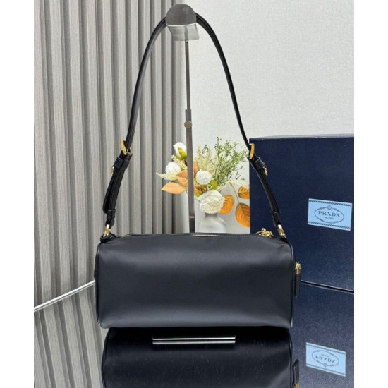 Riproduzione Fedele Imitazione Borse Replica a tracolla media Prada in Re-Nylon Con lucchetto 1BC233 Nero imitazioni