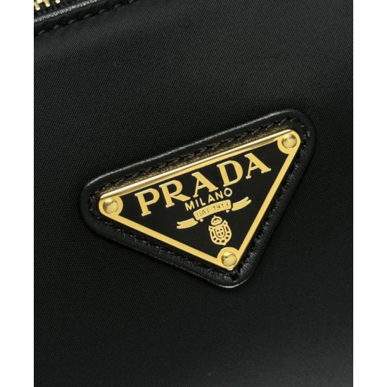 Riproduzione Fedele Imitazione Borse Replica a tracolla media Prada in Re-Nylon Con lucchetto 1BC233 Nero imitazioni