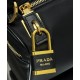 Riproduzione Fedele Imitazione Borse Replica a tracolla media Prada in Re-Nylon Con lucchetto 1BC233 Nero imitazioni