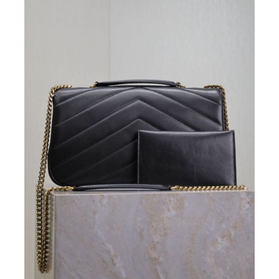 Replica Borsa YSL Saint Laurent Loulou Media Matelasse Nera Riproduzione Fedele Borsa YSL Saint Laurent Loulou Media Matelasse Nera imitazioni