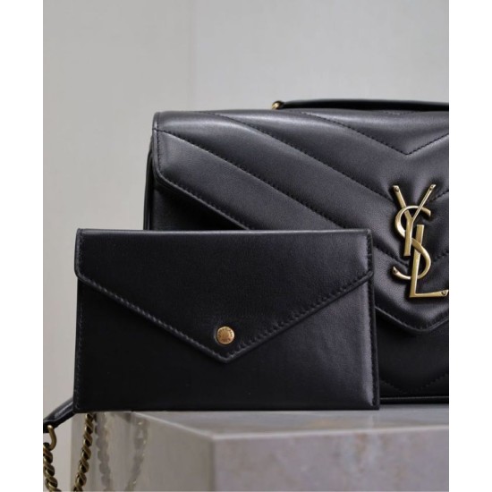 Replica Borsa YSL Saint Laurent Loulou Media Matelasse Nera Riproduzione Fedele Borsa YSL Saint Laurent Loulou Media Matelasse Nera imitazioni