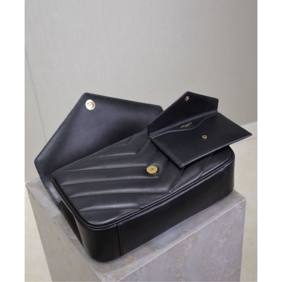 Replica Borsa YSL Saint Laurent Loulou Media Matelasse Nera Riproduzione Fedele Borsa YSL Saint Laurent Loulou Media Matelasse Nera imitazioni