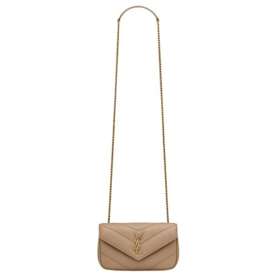 Replica Dettagli perfetti Mini borsa YSL Saint Laurent Loulou Albicocca Riproduzione Fedele Dettagli perfetti Mini borsa YSL Saint Laurent Loulou Albicocca imitazioni