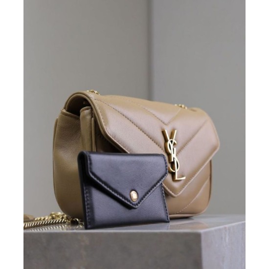 Replica Dettagli perfetti Mini borsa YSL Saint Laurent Loulou Albicocca Riproduzione Fedele Dettagli perfetti Mini borsa YSL Saint Laurent Loulou Albicocca imitazioni