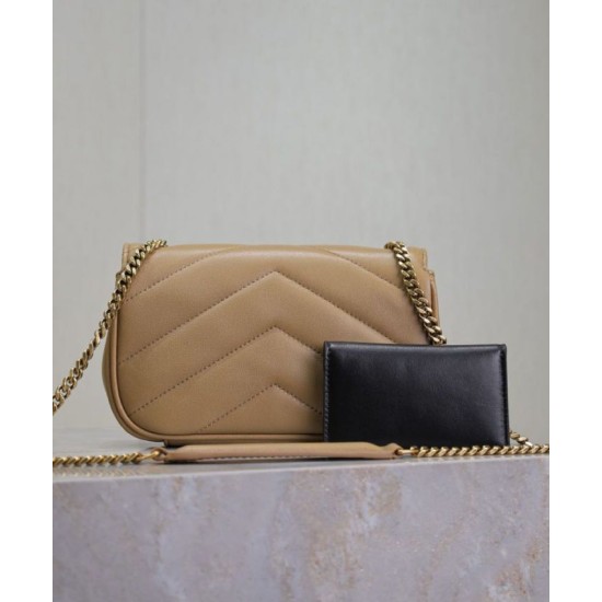 Replica Dettagli perfetti Mini borsa YSL Saint Laurent Loulou Albicocca Riproduzione Fedele Dettagli perfetti Mini borsa YSL Saint Laurent Loulou Albicocca imitazioni