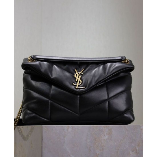Replica Borsa media YSL Saint Laurent Puffer in nappa nera Riproduzione Fedele Borsa media YSL Saint Laurent Puffer in nappa nera imitazioni