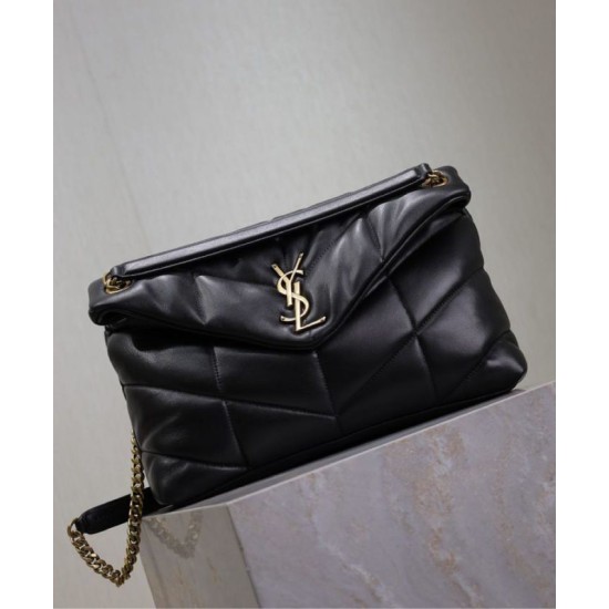 Replica Borsa media YSL Saint Laurent Puffer in nappa nera Riproduzione Fedele Borsa media YSL Saint Laurent Puffer in nappa nera imitazioni