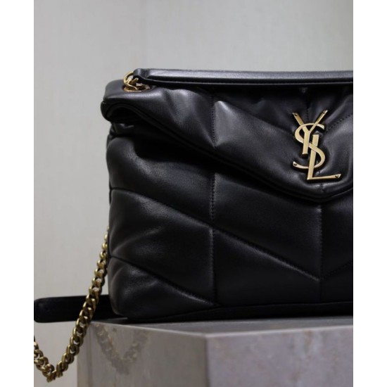 Replica Borsa media YSL Saint Laurent Puffer in nappa nera Riproduzione Fedele Borsa media YSL Saint Laurent Puffer in nappa nera imitazioni