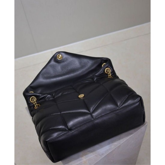 Replica Borsa media YSL Saint Laurent Puffer in nappa nera Riproduzione Fedele Borsa media YSL Saint Laurent Puffer in nappa nera imitazioni