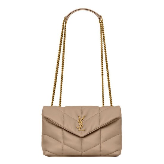 Replica Borsa imbottita Toy YSL Saint Laurent in pelle di agnello color albicocca Riproduzione Fedele Borsa imbottita Toy YSL Saint Laurent in pelle di agnello color albicocca imitazioni