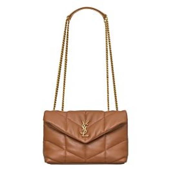 Replica Borsa imbottita Toy YSL Saint Laurent in pelle di agnello Caffè Riproduzione Fedele Borsa imbottita Toy YSL Saint Laurent in pelle di agnello Caffè imitazioni