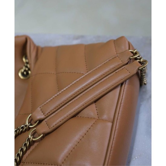 Replica Borsa imbottita Toy YSL Saint Laurent in pelle di agnello Caffè Riproduzione Fedele Borsa imbottita Toy YSL Saint Laurent in pelle di agnello Caffè imitazioni