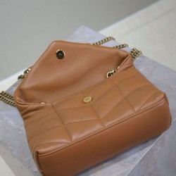 Replica Borsa imbottita Toy YSL Saint Laurent in pelle di agnello Caffè Riproduzione Fedele Borsa imbottita Toy YSL Saint Laurent in pelle di agnello Caffè imitazioni