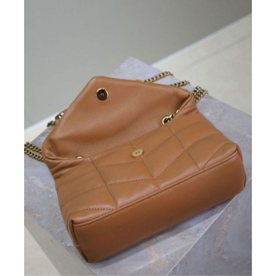 Replica Borsa imbottita Toy YSL Saint Laurent in pelle di agnello Caffè Riproduzione Fedele Borsa imbottita Toy YSL Saint Laurent in pelle di agnello Caffè imitazioni