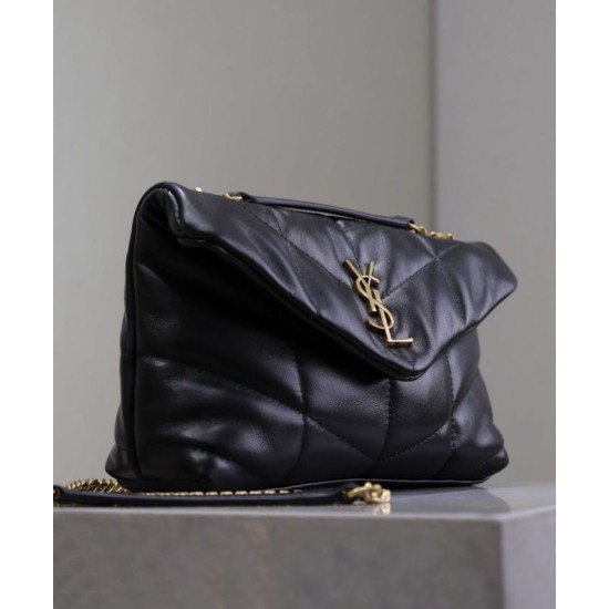 Riproduzione Fedele Bora Pari replica imbottita Toy YSL Saint Laurent in pelle di agnello nera imitazioni