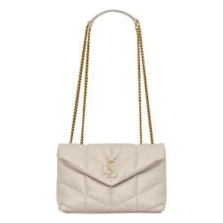 Borsa Pari imbottita Toy YSL Saint Laurent in pelle di agnello Crema