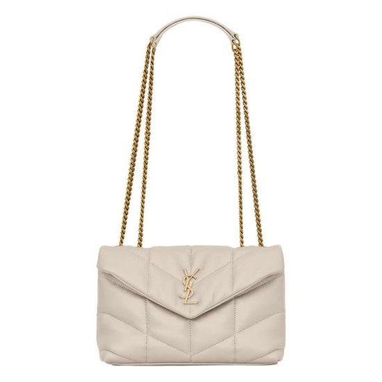 Riproduzione Fedele Bora Pari replica imbottita Toy YSL Saint Laurent in pelle di agnello Crema imitazioni