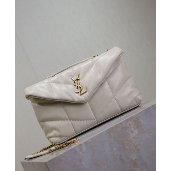 Riproduzione Fedele Bora Pari replica imbottita Toy YSL Saint Laurent in pelle di agnello Crema imitazioni