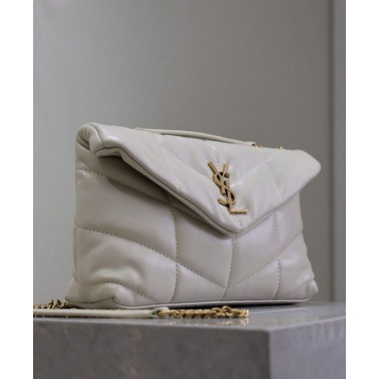 Riproduzione Fedele Bora Pari replica imbottita Toy YSL Saint Laurent in pelle di agnello Crema imitazioni