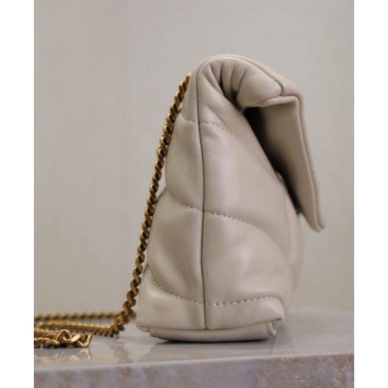 Riproduzione Fedele Bora Pari replica imbottita Toy YSL Saint Laurent in pelle di agnello Crema imitazioni
