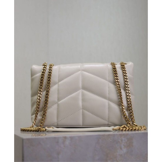 Riproduzione Fedele Bora Pari replica imbottita Toy YSL Saint Laurent in pelle di agnello Crema imitazioni