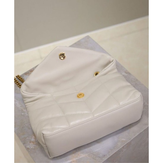 Riproduzione Fedele Bora Pari replica imbottita Toy YSL Saint Laurent in pelle di agnello Crema imitazioni