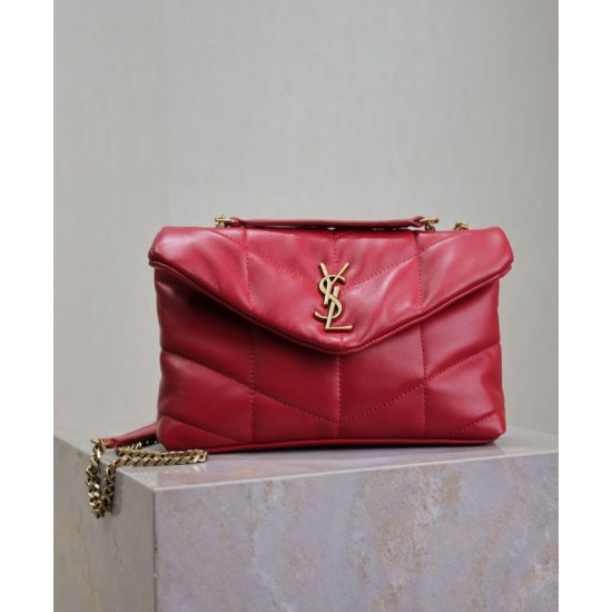 Riproduzione Fedele Borse Imitazioni imbottita Toy YSL Saint Laurent in pelle di agnello rossa imitazioni