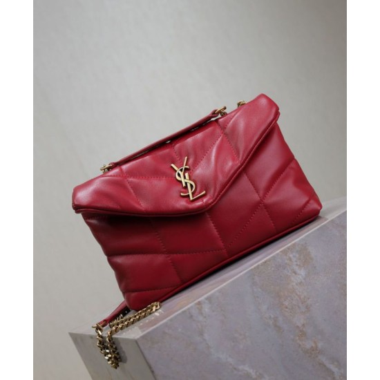 Riproduzione Fedele Borse Imitazioni imbottita Toy YSL Saint Laurent in pelle di agnello rossa imitazioni