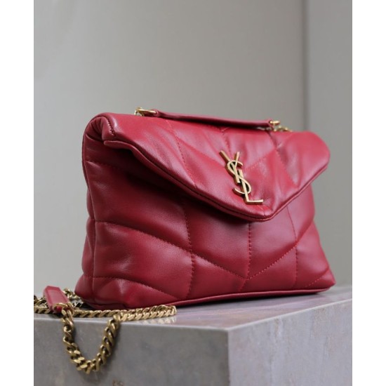 Riproduzione Fedele Borse Imitazioni imbottita Toy YSL Saint Laurent in pelle di agnello rossa imitazioni