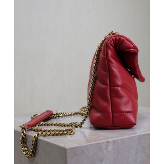 Riproduzione Fedele Borse Imitazioni imbottita Toy YSL Saint Laurent in pelle di agnello rossa imitazioni