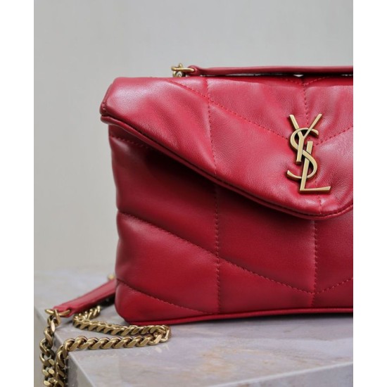 Riproduzione Fedele Borse Imitazioni imbottita Toy YSL Saint Laurent in pelle di agnello rossa imitazioni