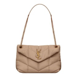Dettagli perfetti Borsa piccola YSL Saint Laurent Puffer in nappa albicocca