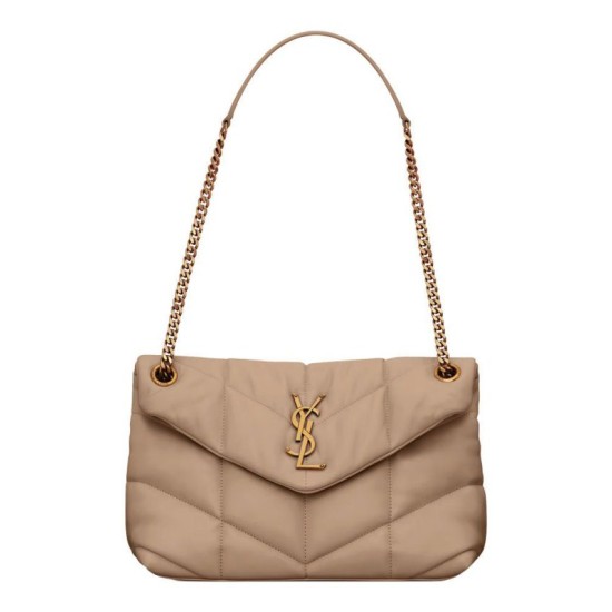 Replica Dettagli perfetti Borsa piccola YSL Saint Laurent Puffer in nappa albicocca Riproduzione Fedele Dettagli perfetti Borsa piccola YSL Saint Laurent Puffer in nappa albicocca imitazioni