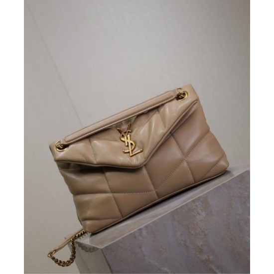 Replica Dettagli perfetti Borsa piccola YSL Saint Laurent Puffer in nappa albicocca Riproduzione Fedele Dettagli perfetti Borsa piccola YSL Saint Laurent Puffer in nappa albicocca imitazioni