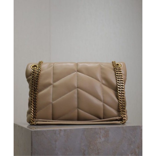 Replica Dettagli perfetti Borsa piccola YSL Saint Laurent Puffer in nappa albicocca Riproduzione Fedele Dettagli perfetti Borsa piccola YSL Saint Laurent Puffer in nappa albicocca imitazioni