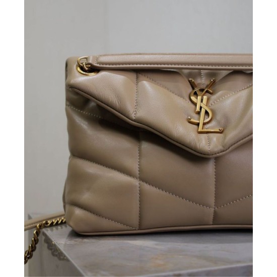 Replica Dettagli perfetti Borsa piccola YSL Saint Laurent Puffer in nappa albicocca Riproduzione Fedele Dettagli perfetti Borsa piccola YSL Saint Laurent Puffer in nappa albicocca imitazioni