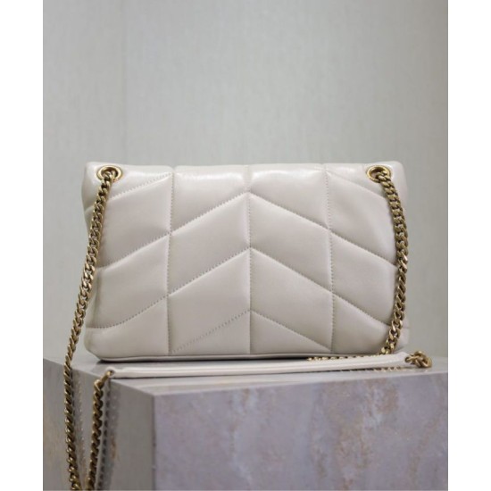 Replica Borsa piccola YSL Saint Laurent Puffer in nappa color crema Riproduzione Fedele Borsa piccola YSL Saint Laurent Puffer in nappa color crema imitazioni