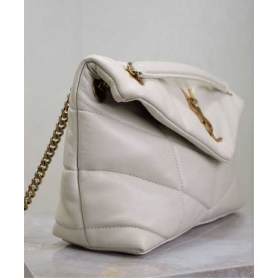 Replica Borsa piccola YSL Saint Laurent Puffer in nappa color crema Riproduzione Fedele Borsa piccola YSL Saint Laurent Puffer in nappa color crema imitazioni