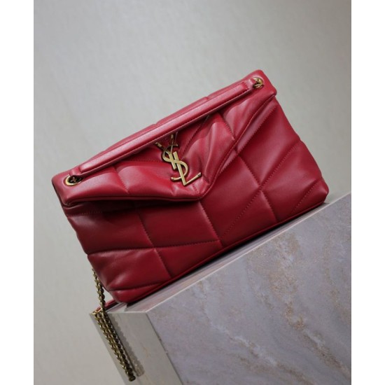 Replica Borsa piccola YSL Saint Laurent Puffer in nappa rossa Riproduzione Fedele Borsa piccola YSL Saint Laurent Puffer in nappa rossa imitazioni