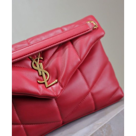 Replica Borsa piccola YSL Saint Laurent Puffer in nappa rossa Riproduzione Fedele Borsa piccola YSL Saint Laurent Puffer in nappa rossa imitazioni