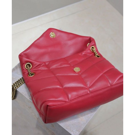 Replica Borsa piccola YSL Saint Laurent Puffer in nappa rossa Riproduzione Fedele Borsa piccola YSL Saint Laurent Puffer in nappa rossa imitazioni
