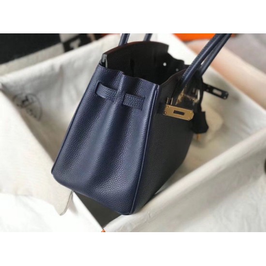 Replica Hermes Birkin 30cm Borsa Clemence Blu Scuro Riproduzione Fedele Hermes Birkin 30cm Borsa Clemence Blu Scuro imitazioni