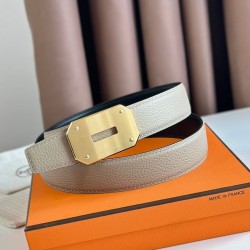 Riproduzione Fedele replica Hermes Neo Cintura Reversibile 32MM Grigio/Nero Clemence imitazioni