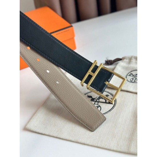 Replica Qualità da grande Cintura Hermes Romain 35MM Grigio/Nero Clemence Riproduzione Fedele Qualità da grande replica Cintura Hermes Romain 35MM Grigio/Nero Clemence imitazioni
