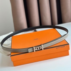 Riproduzione Fedele Hermes Gamma 13mm Cintura Reversibile Epsom Taupe Grigio/Nero imitazioni