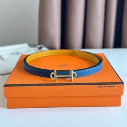 Hermes Gamma 13mm Cintura Reversibile Epsom Taupe Swift Giallo/Blu Hermes Gamma 13mm Cintura Reversibile Epsom Taupe Swift Giallo/Blu
