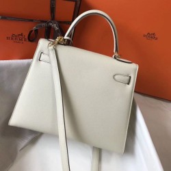 Replica Hermes Kelly 28cm Borsa Sellier Epsom Bianco Riproduzione Fedele Hermes Kelly 28cm Borsa Sellier Epsom Bianco imitazioni